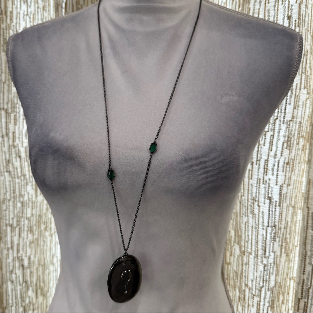 Alexis Bittar Black and Green Necklace Minimalist Design